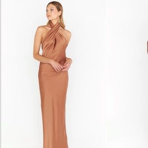 Show Me Your Mumu Jasmine Halter Maxi Dress in Copper - Bridesmaid Dress